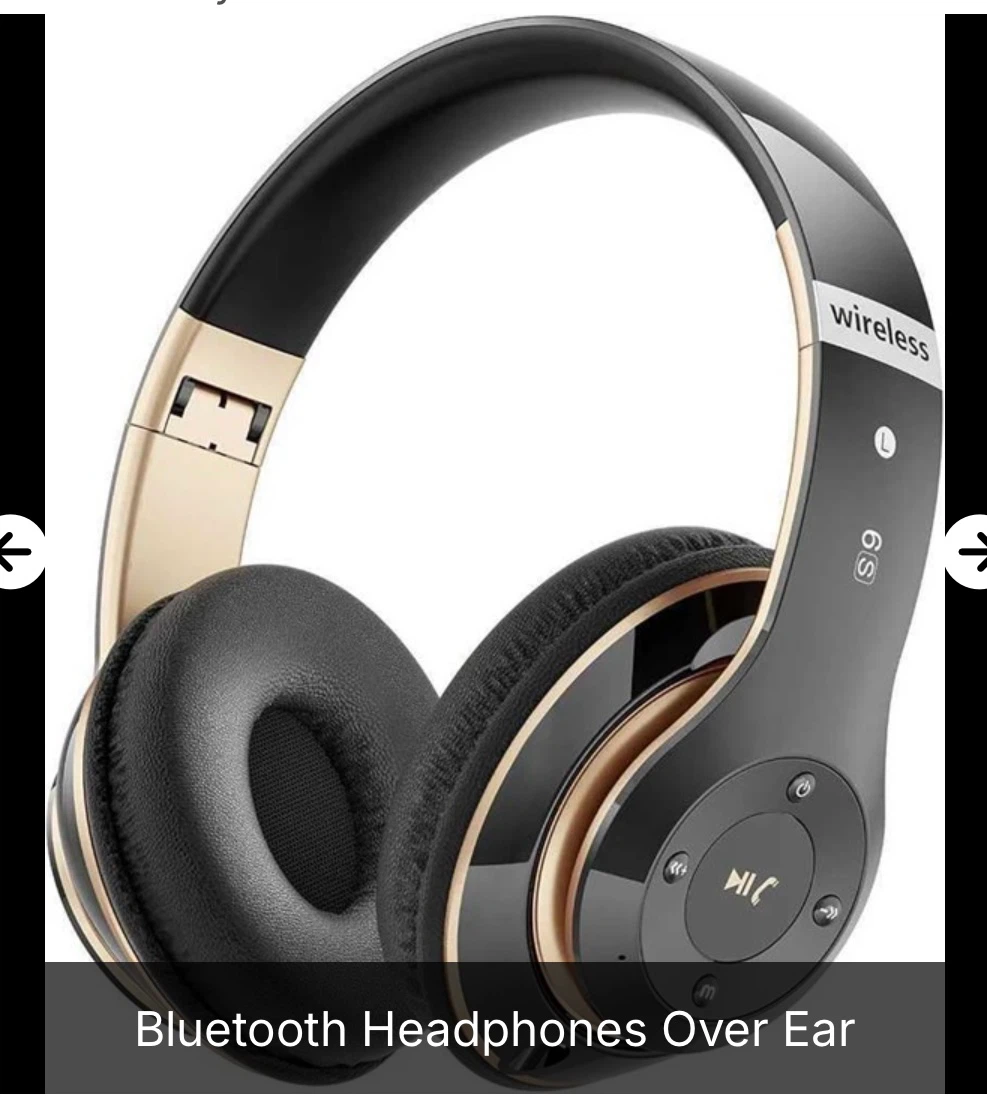 Black & Gold Wireless Bluetooth Over-Ear Headphones