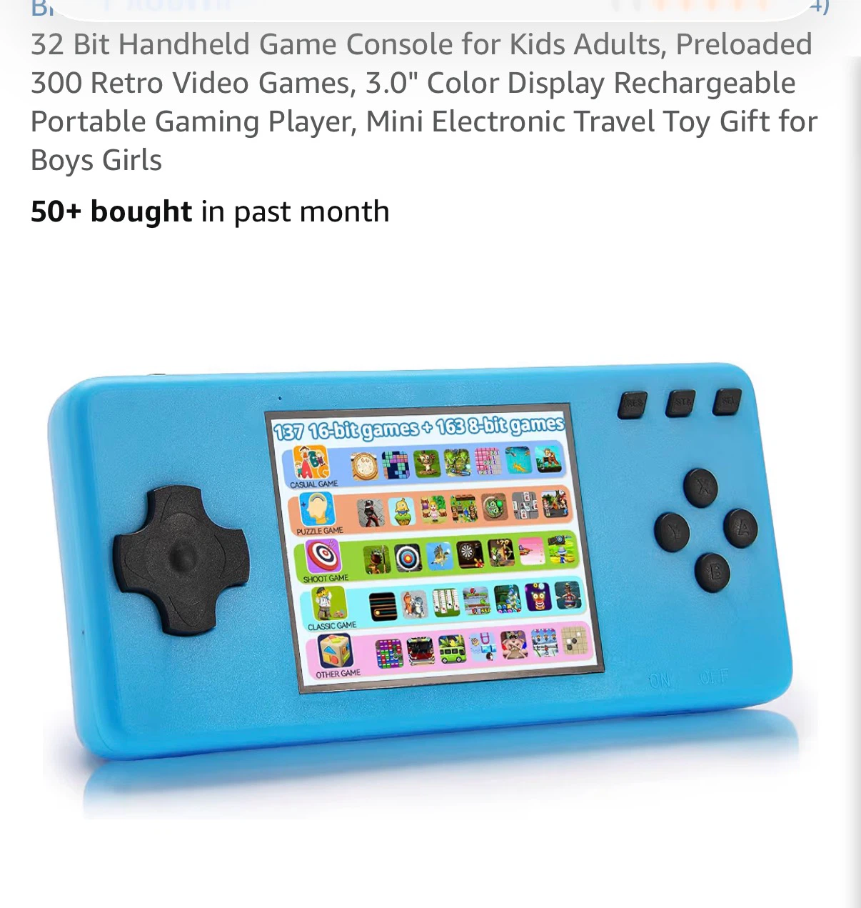 32 Bit Handheld Game Console with 300 Retro Games
