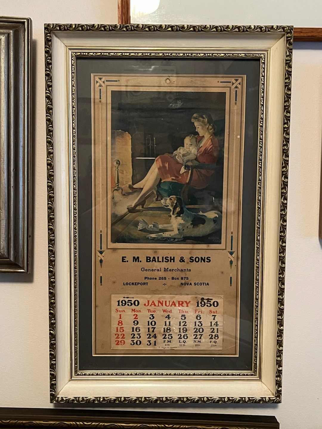 E. M. Balish & Sons 1950 Calendar framed