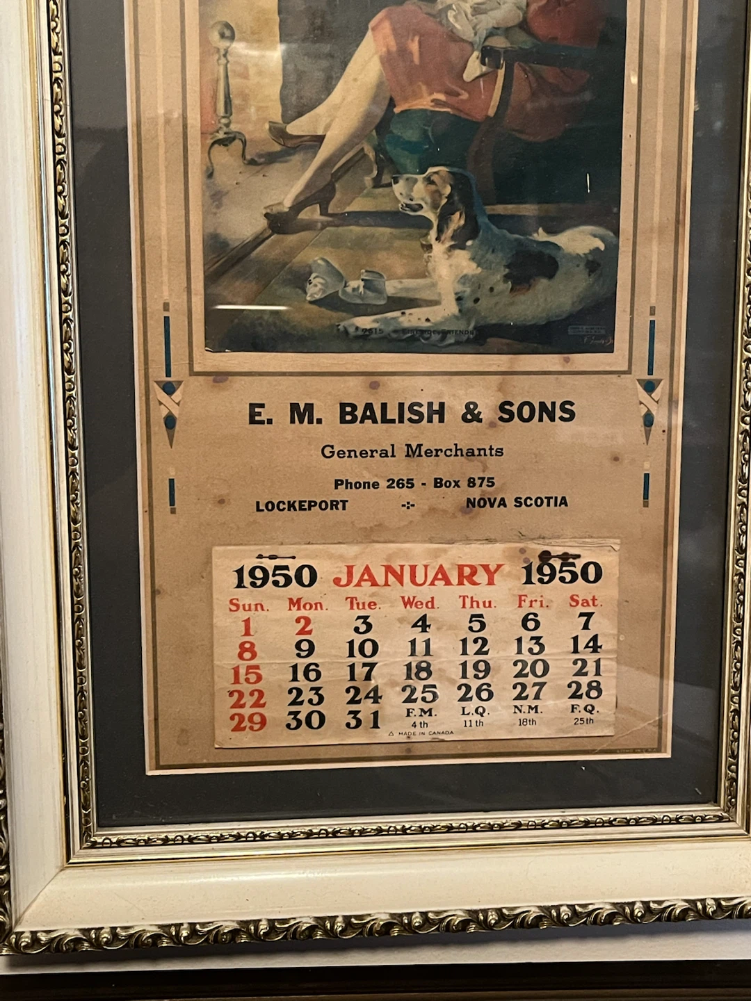 E. M. Balish & Sons 1950 Calendar framed - photo 4