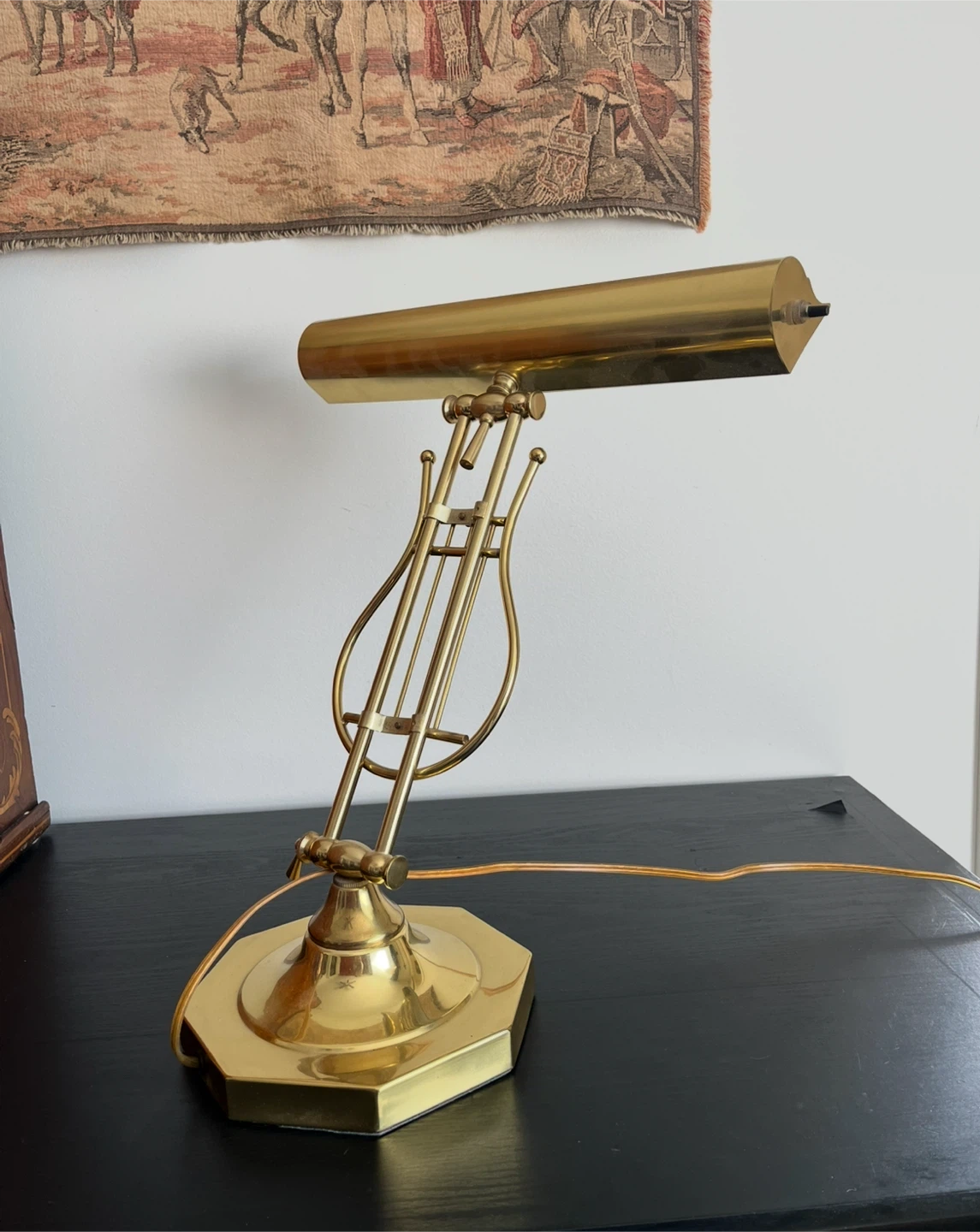 Vintage Brass Harp Piano Lamp - photo 2