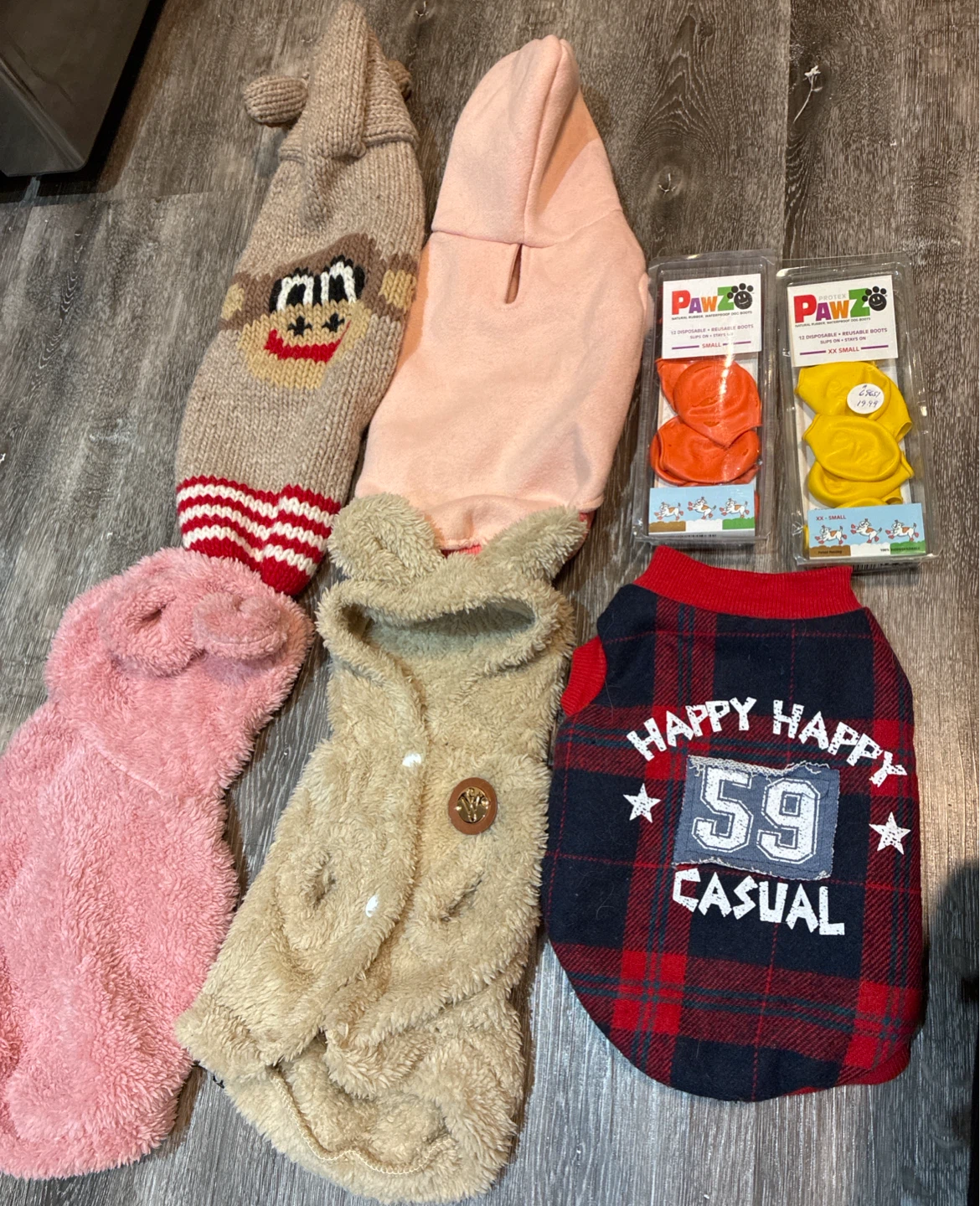 XS Assorted Dog Sweaters and Pawz Boots