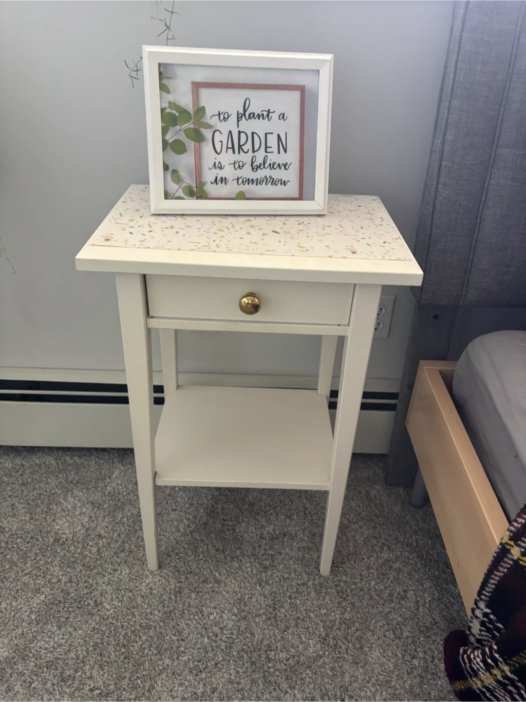 IKEA White Nightstand with Drawer and Shelf