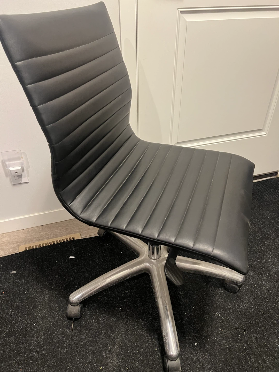 Black Faux Leather Office Chair with Wheels