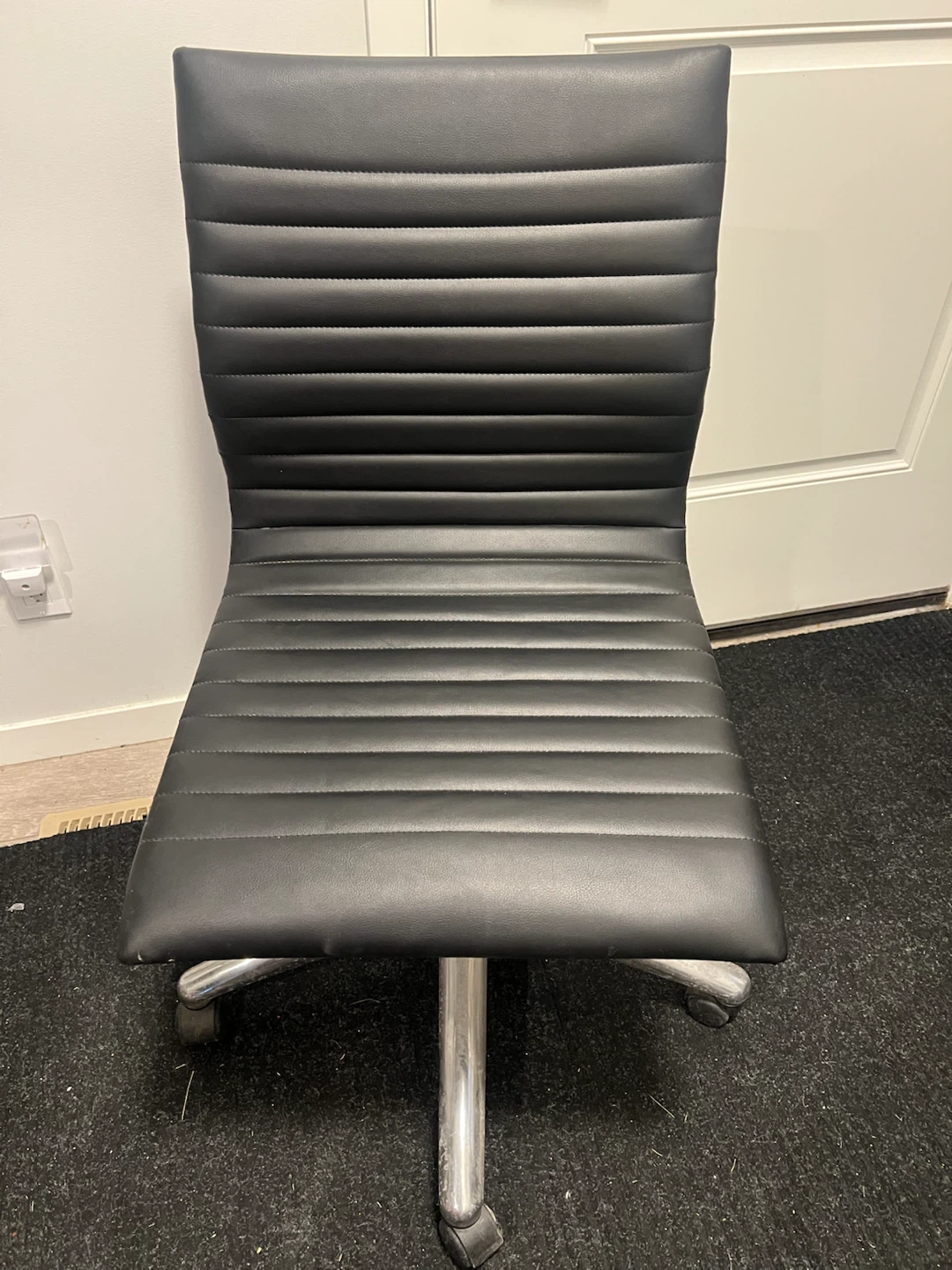 Black Faux Leather Office Chair with Wheels - photo 2
