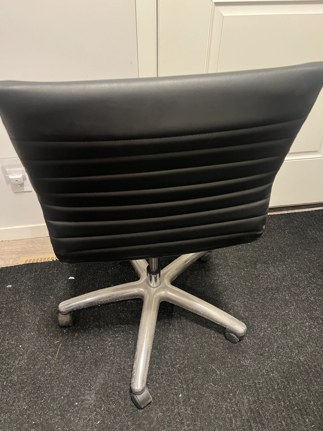 Black Faux Leather Office Chair with Wheels - photo 3