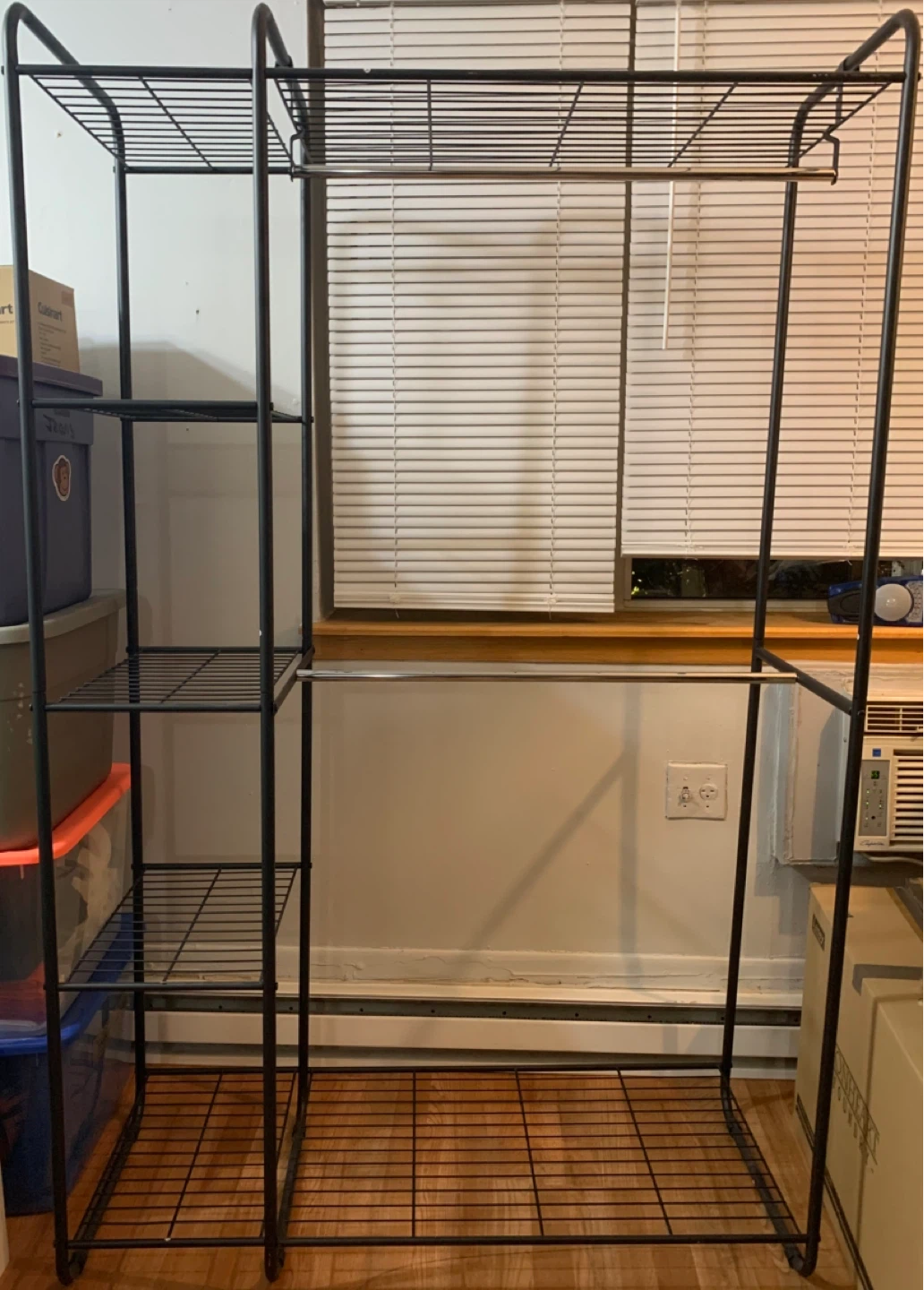 Black Metal Garment Rack with Shelves