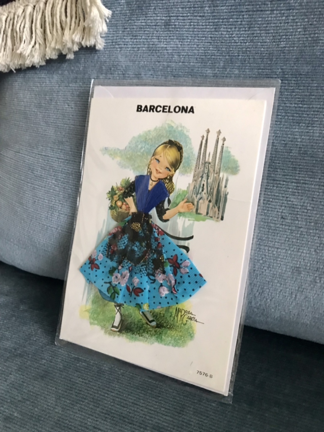 Barcelona Greeting Card (blank)- with Fabric Dress! - photo 2