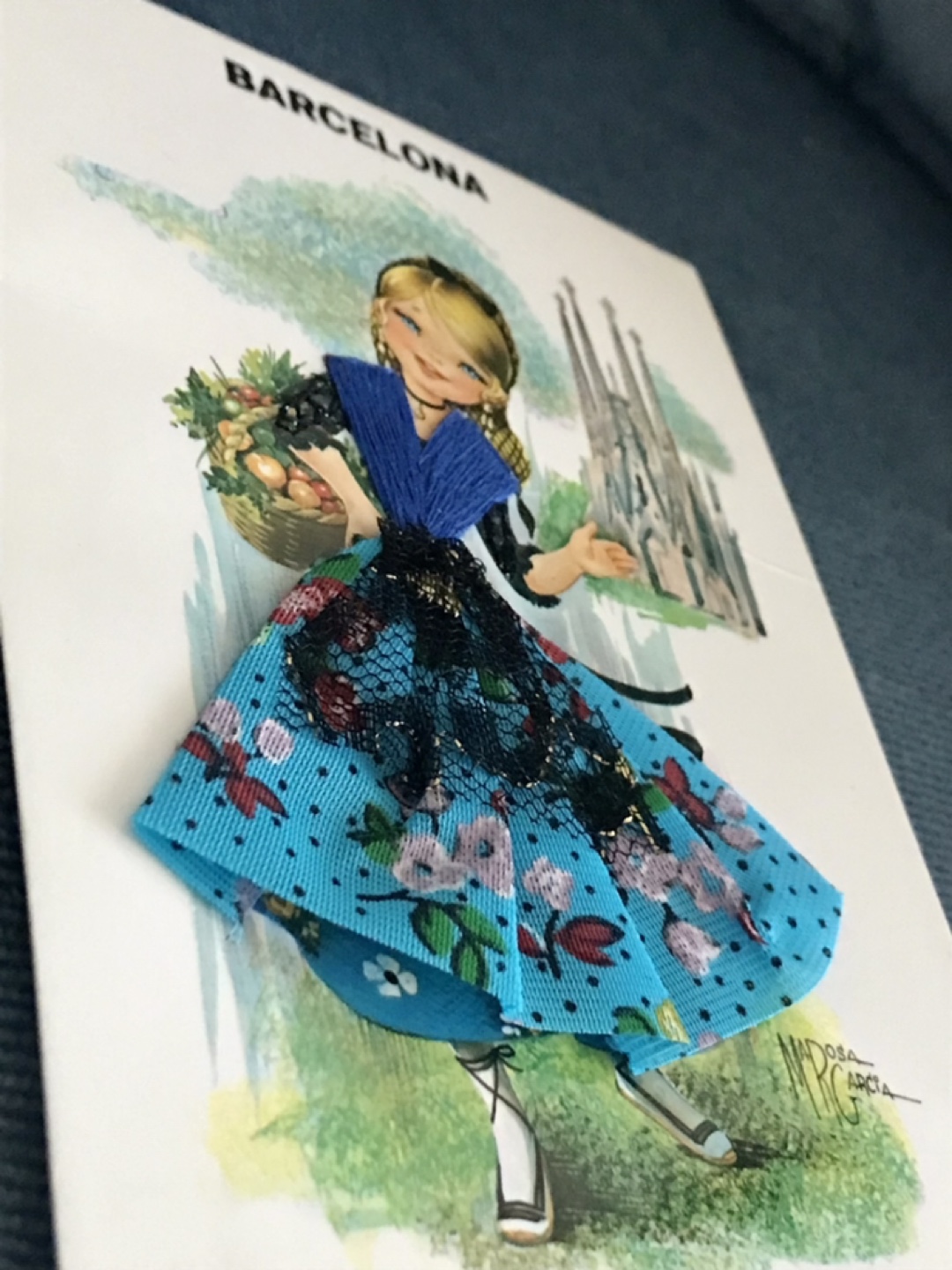 Barcelona Greeting Card (blank)- with Fabric Dress! - photo 3