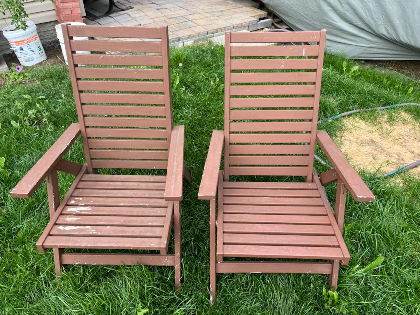 Set of 2 Brown Wooden Patio Chairs - photo 3