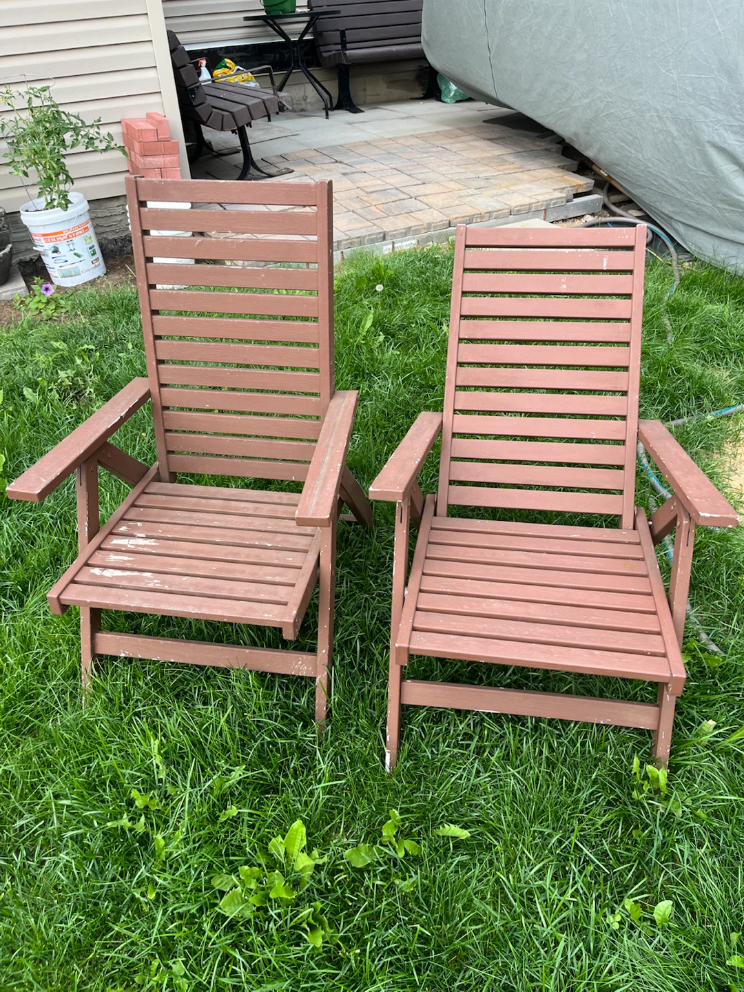 Set of 2 Brown Wooden Patio Chairs - photo 2