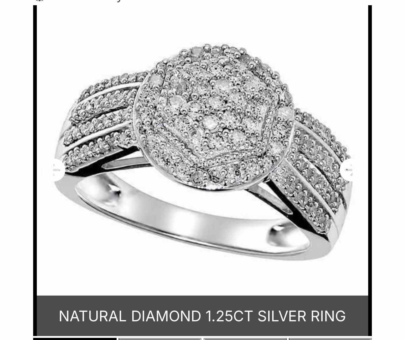 Natural Diamond 1.25ct Silver Ring