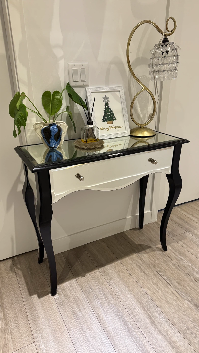 Mirrored Console Table with Black Legs