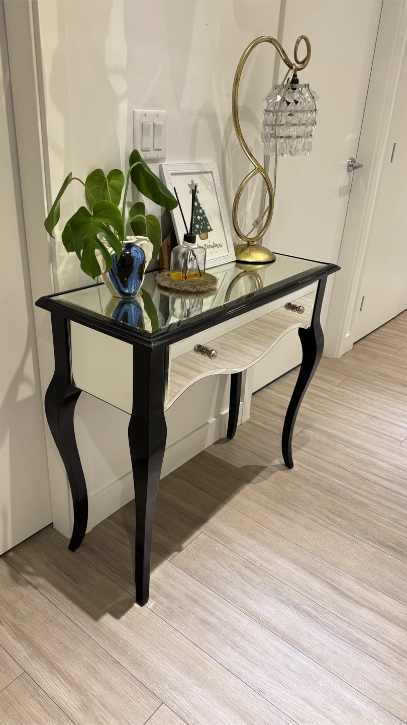 Mirrored Console Table with Black Legs - photo 2