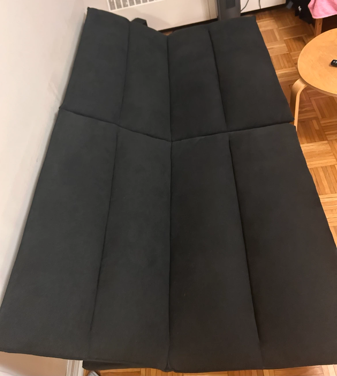 Mainstays Pillow Top Convertible Futon Sofa Bed in charcoal.