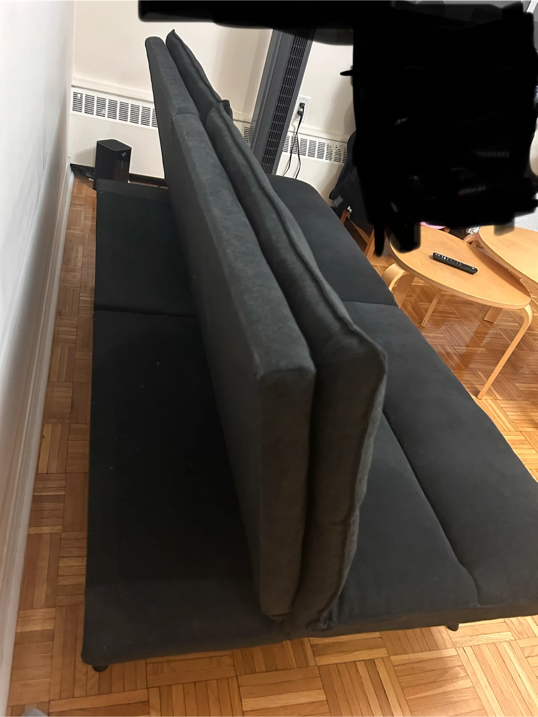 Mainstays Pillow Top Convertible Futon Sofa Bed in charcoal. - photo 3