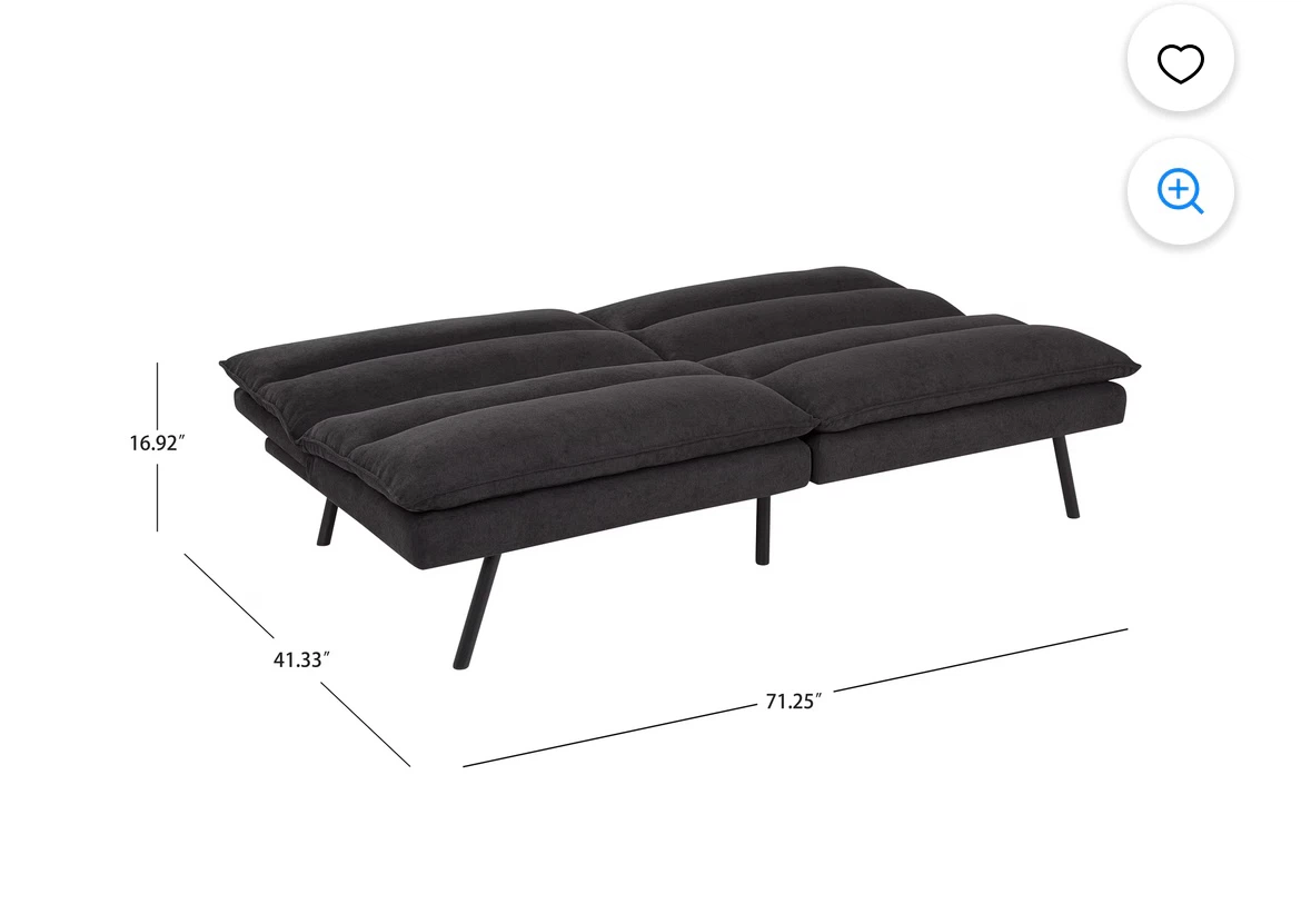 Mainstays Pillow Top Convertible Futon Sofa Bed in charcoal. - photo 5