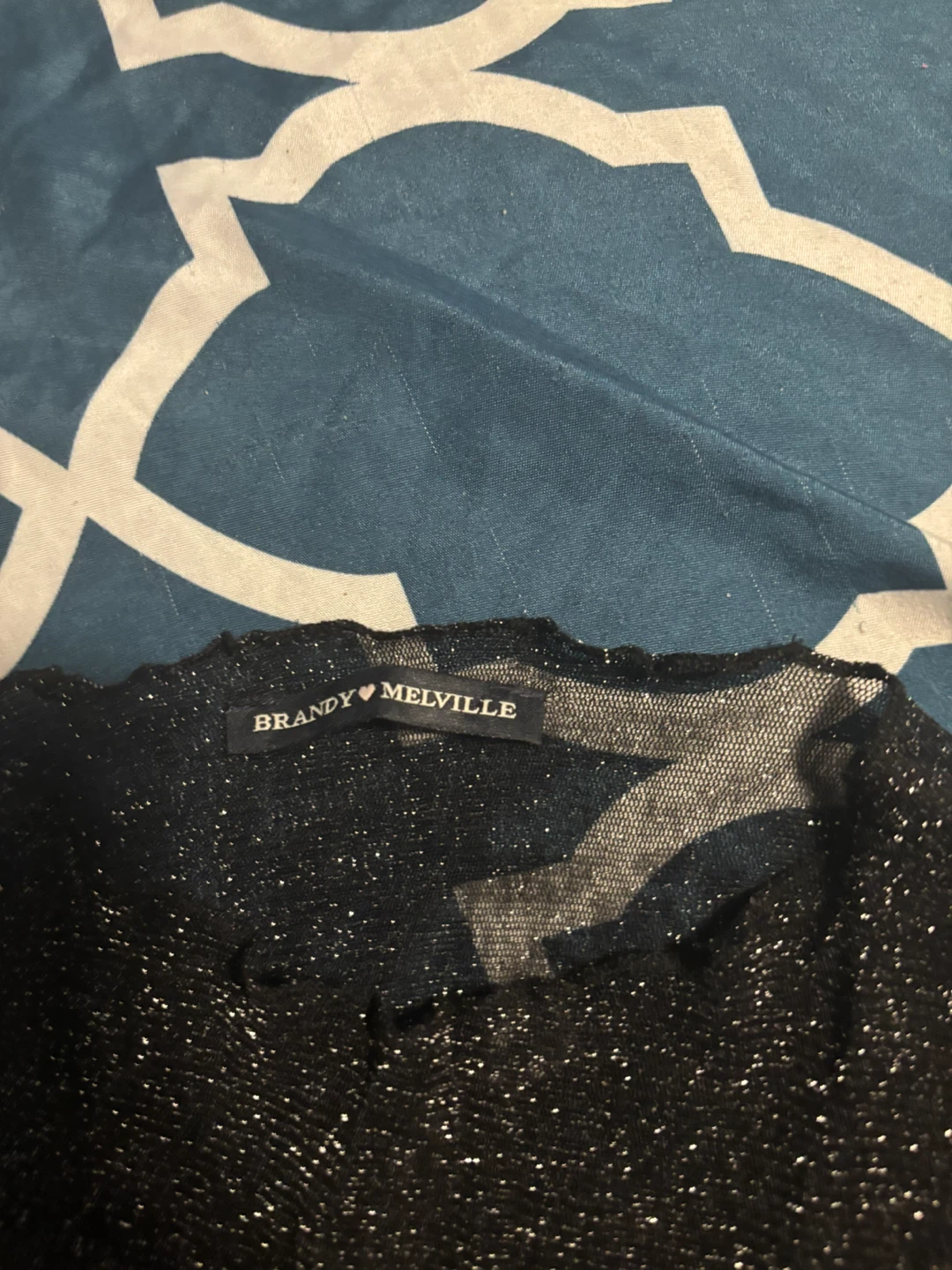 Brandy Melville Black Sparkle Mesh Long Sleeve Top - photo 2