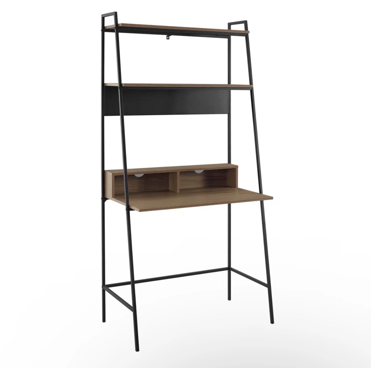 Ladder Desk with Shelving - Wood and Black Metal - photo 2