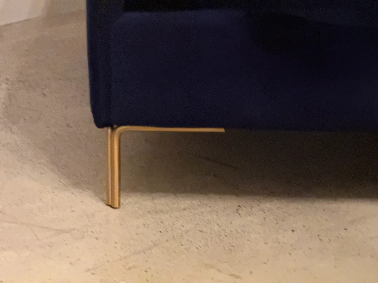 Navy Blue Velvet Sofa with Gold Legs - photo 2