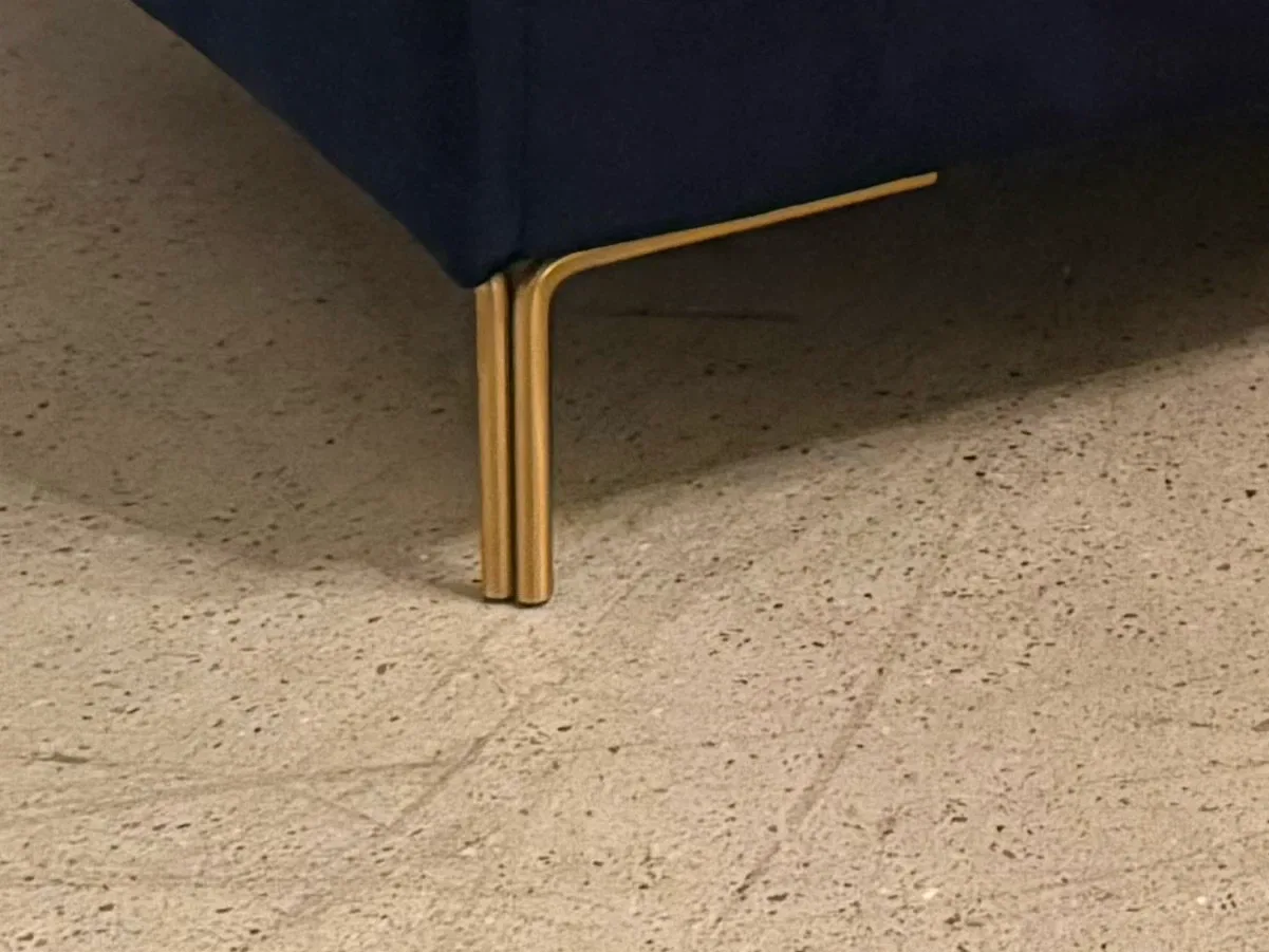 Navy Blue Velvet Sofa with Gold Legs - photo 3