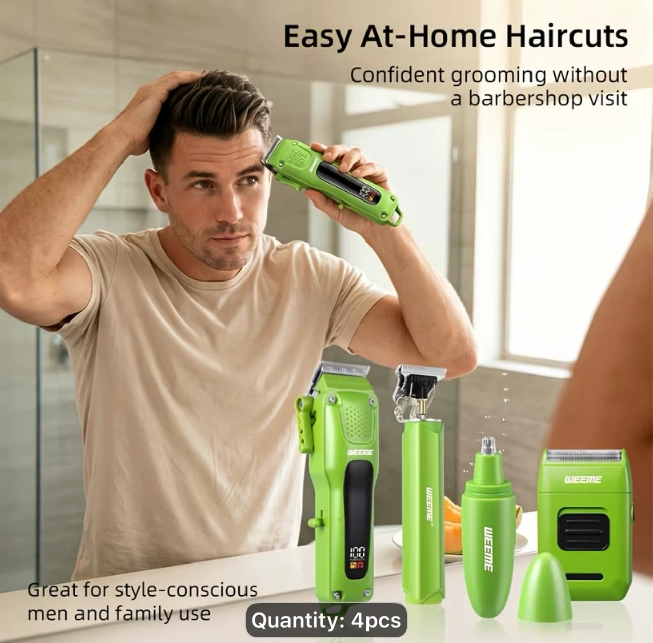 WEEME 4pcs Hair Clippers for Men, Cordless Grooming Kit - photo 3