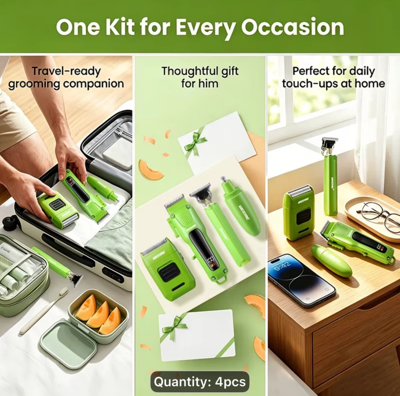 WEEME 4pcs Hair Clippers for Men, Cordless Grooming Kit - photo 4