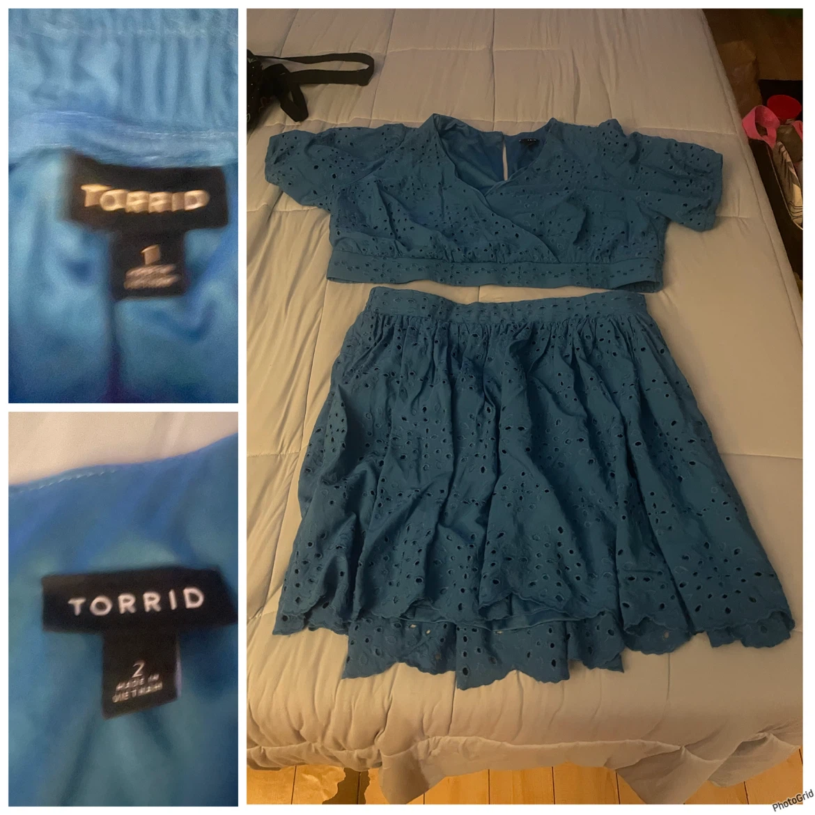 Torrid surplice scallop mini skirt set.