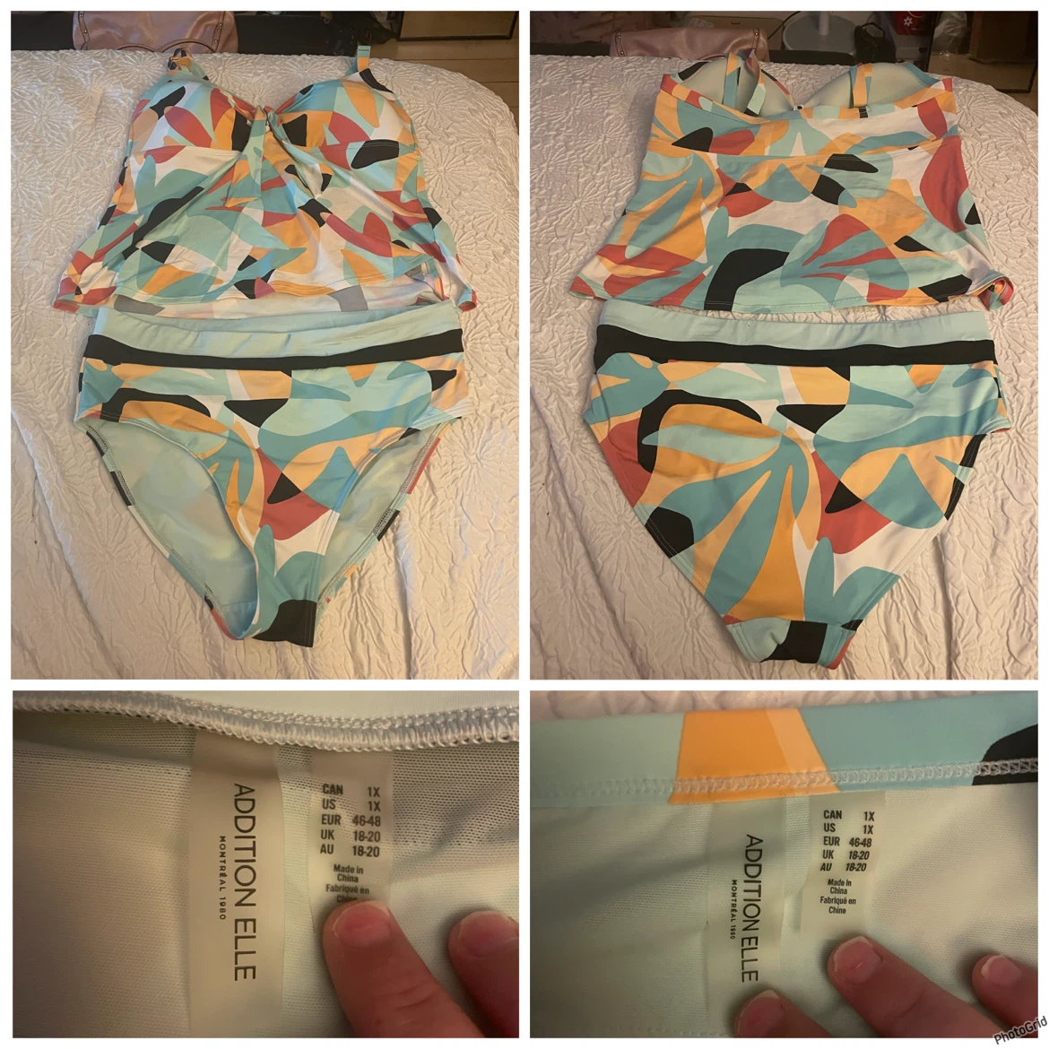 Addition Elle Color-Block High-Waisted Bikini Set