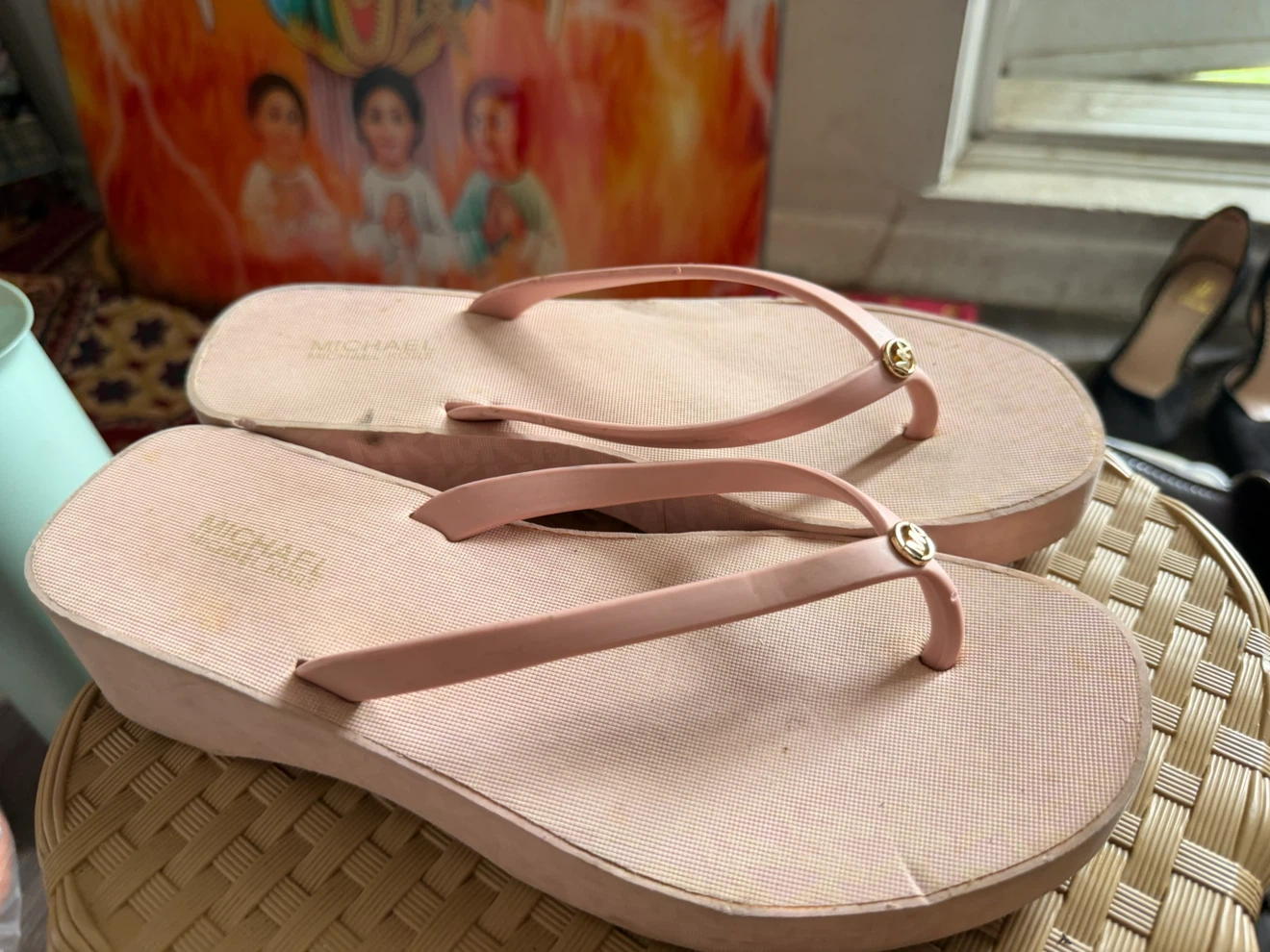 Michael Kors Pink Wedge Flip Flops - photo 2