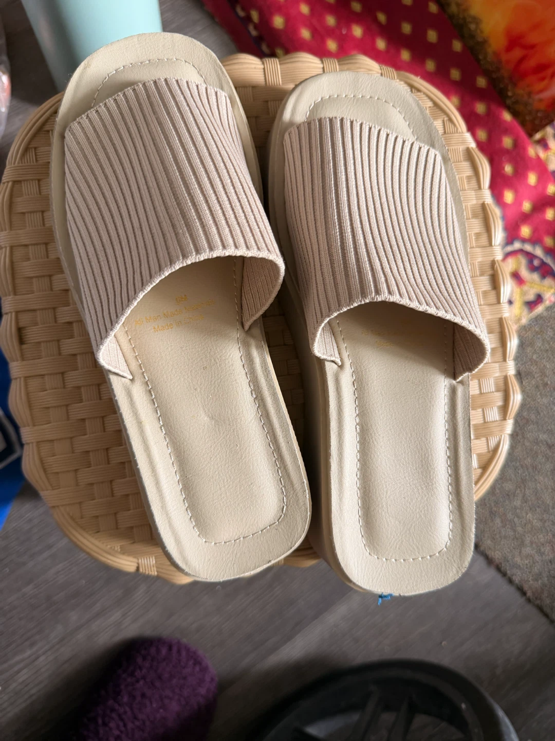 Women's Beige Slides
