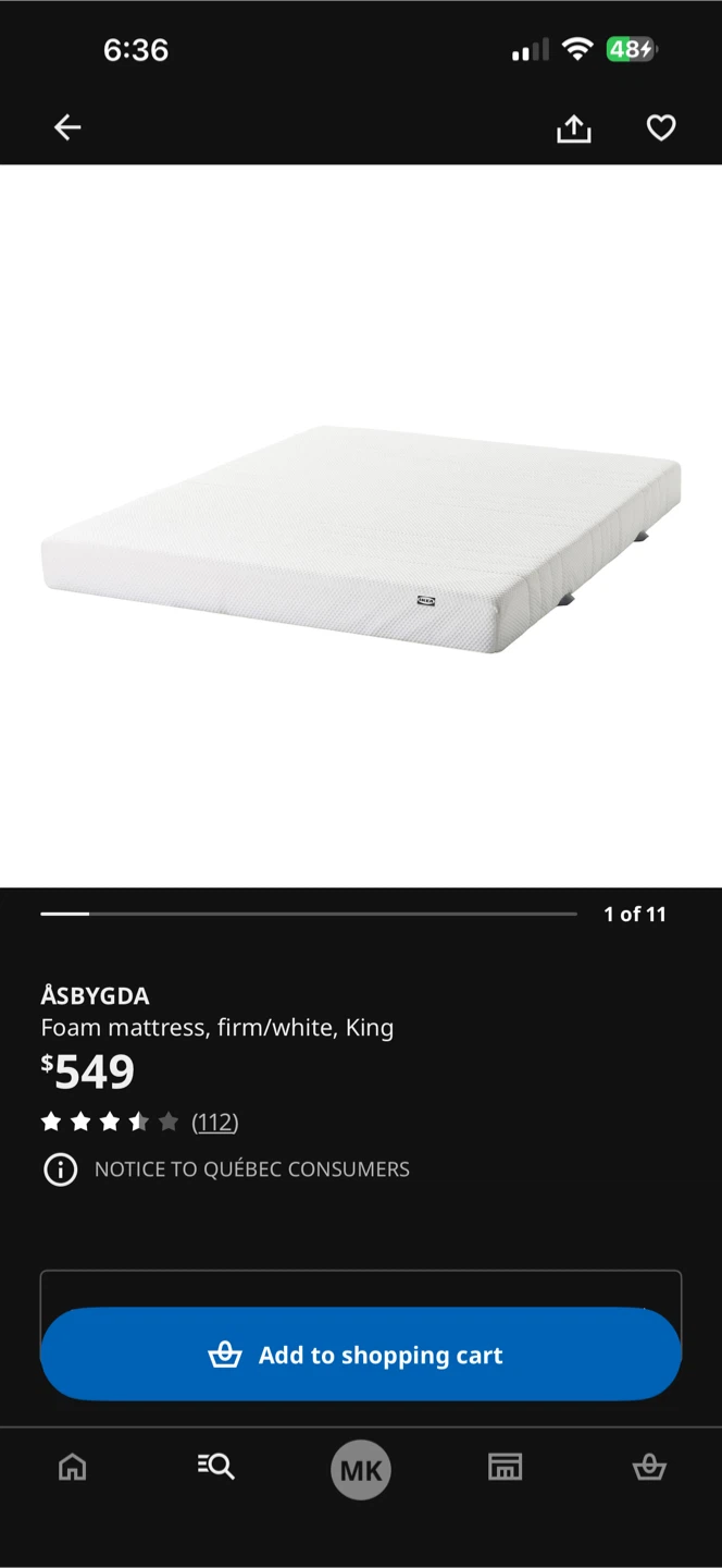 IKEA ÅSKYGDA Foam Mattress - Firm/White, King - photo 3