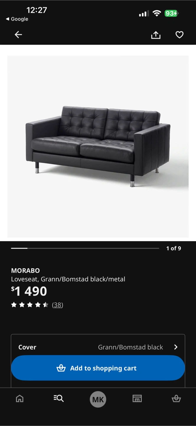 IKEA MORABO Loveseat, Grann/Bomstad Black - photo 3