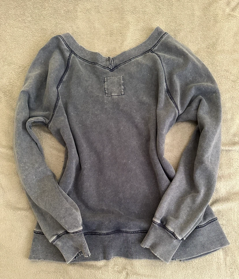 Aerie Bluish Gray Off the Shoulder V-neck Sweater - photo 2
