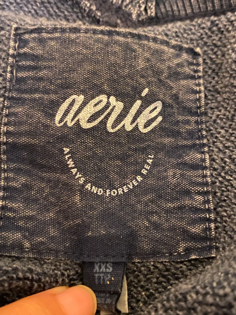 Aerie Bluish Gray Off the Shoulder V-neck Sweater - photo 3