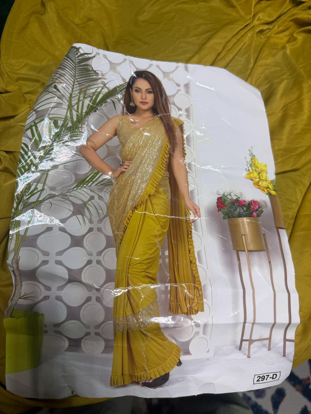 Yellow Saree with Gold Sequin Blouse