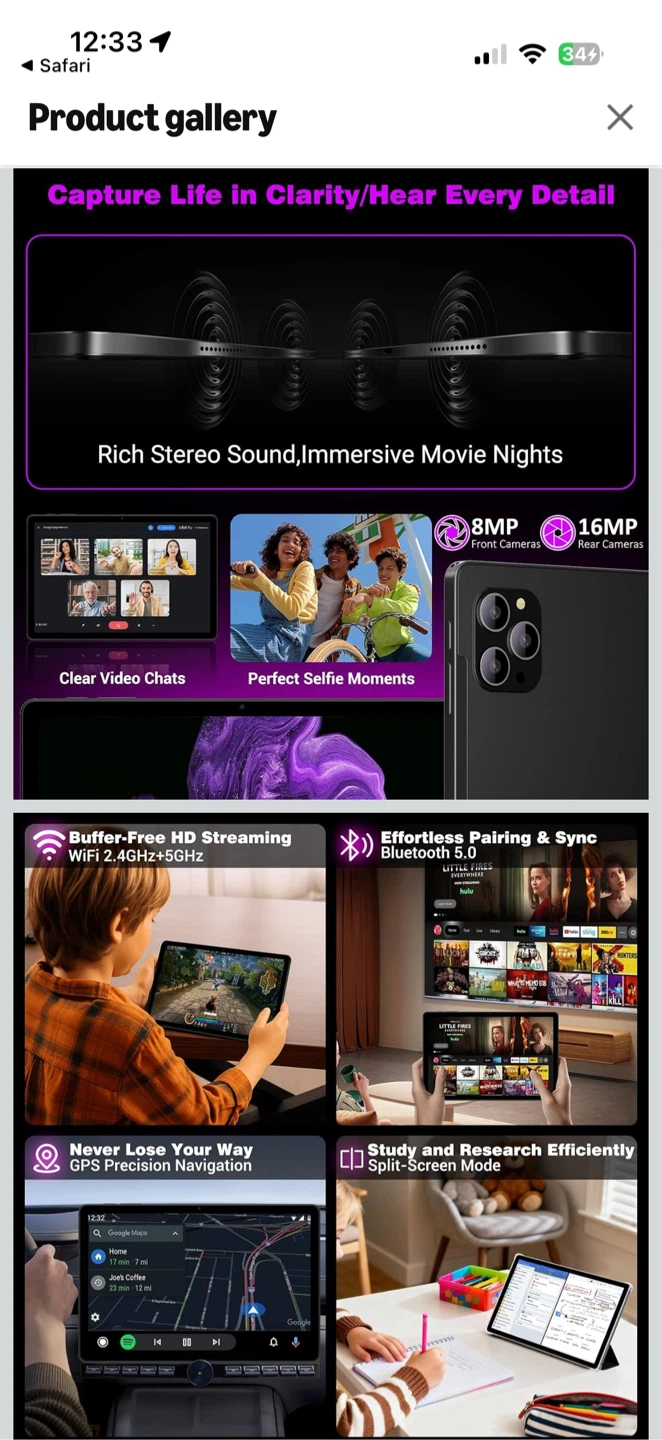 Android 16 Tablet with Keyboard and Stylus - photo 4