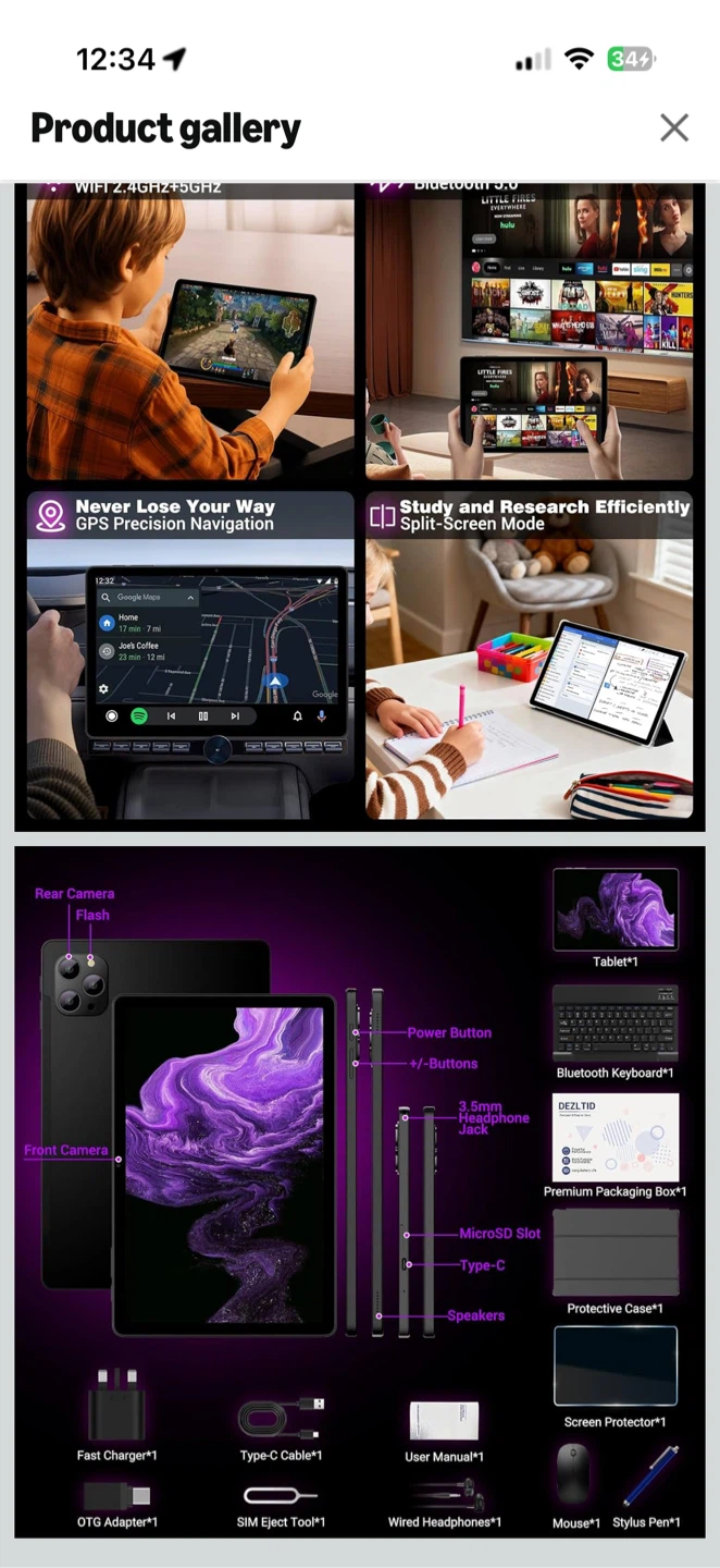 Android 16 Tablet with Keyboard and Stylus - photo 5