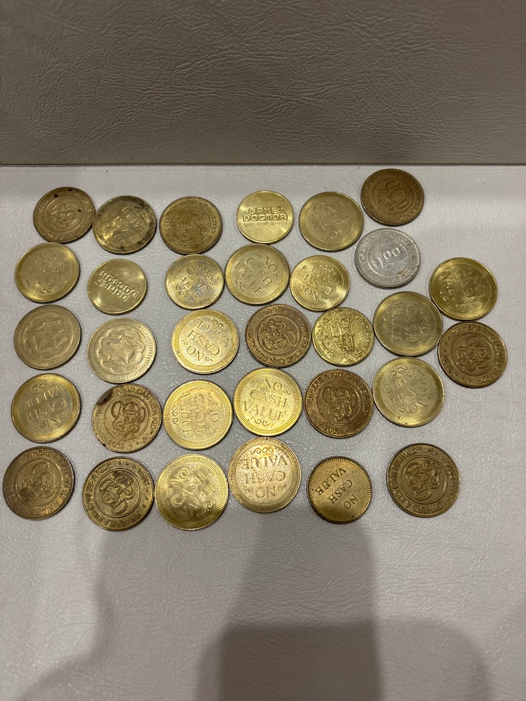 Assorted Arcade Tokens - Game Doctor, Chuck E. Cheese, Car Wash