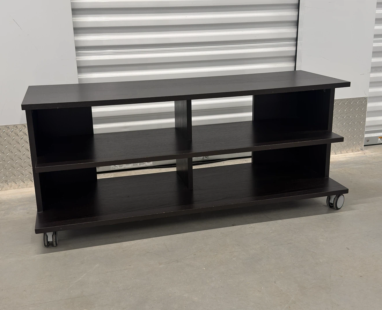 Modern Black TV Stand & Media Console with Storage Shelves