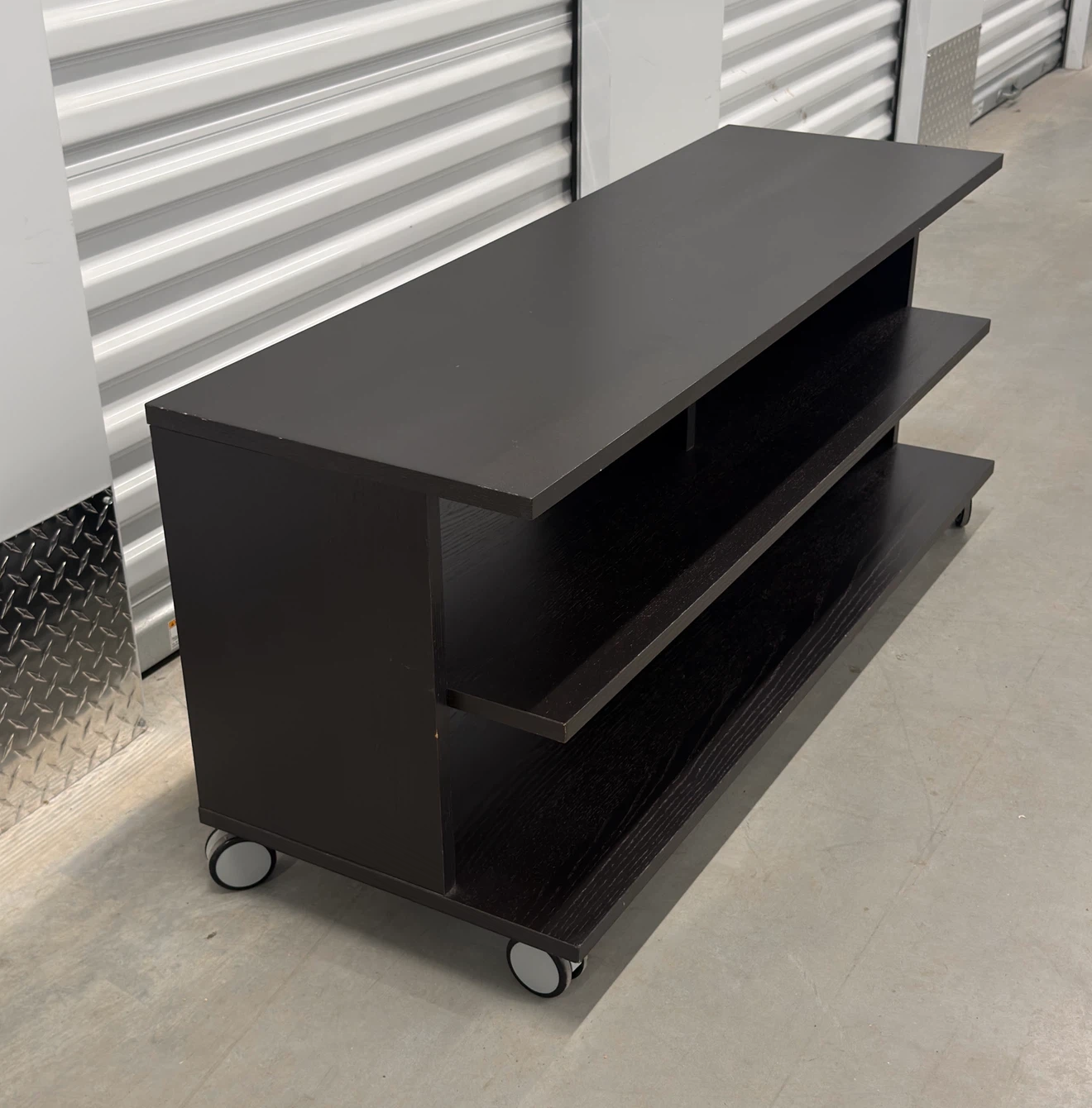 Modern Black TV Stand & Media Console with Storage Shelves - photo 2