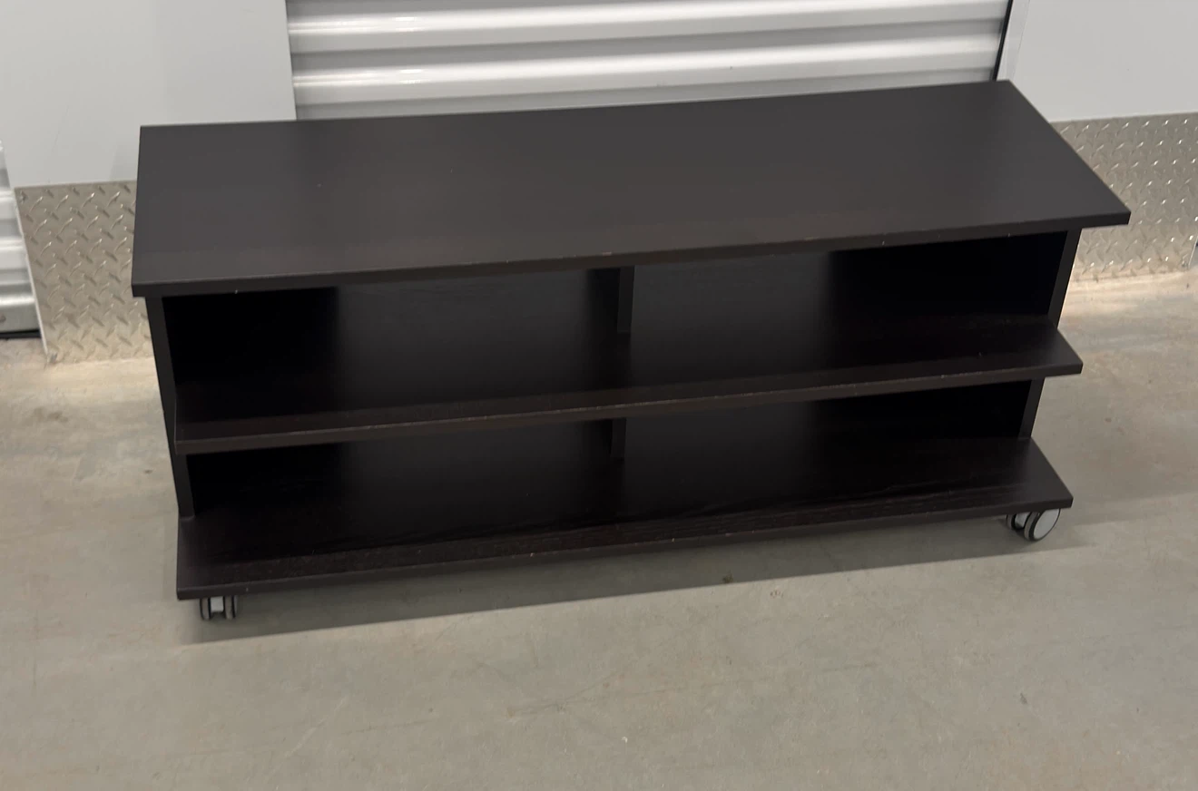 Modern Black TV Stand & Media Console with Storage Shelves - photo 3