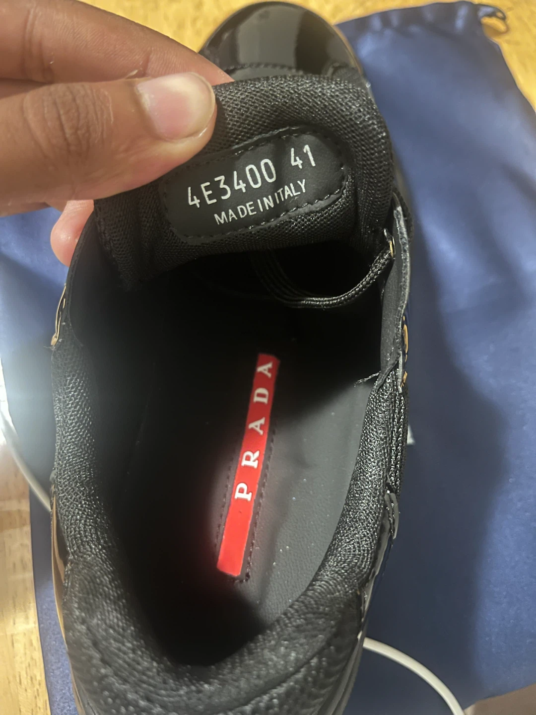 Prada Black Patent Leather & Mesh Sneakers - photo 4