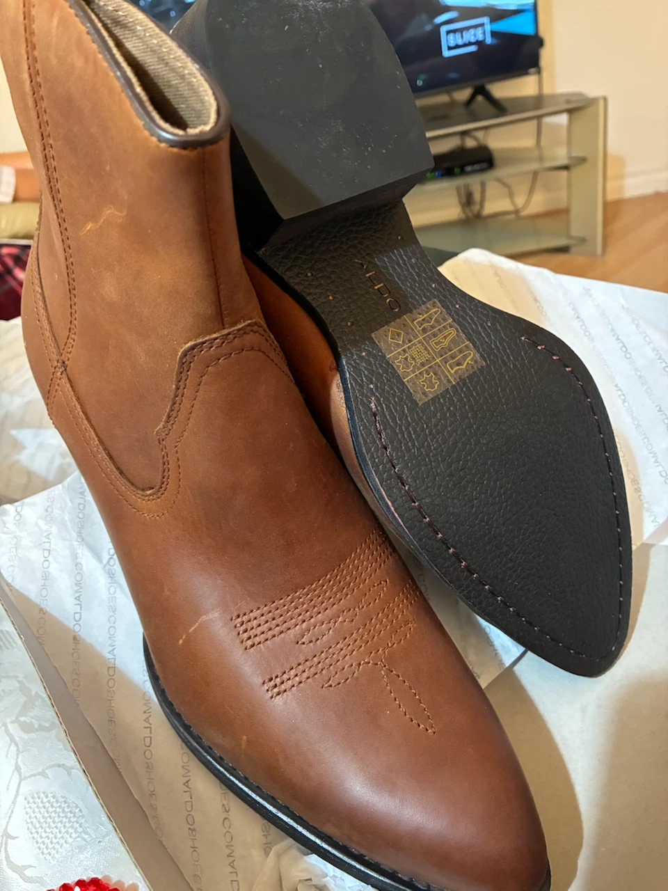 ALDO Brown Leather Cowboy Boots