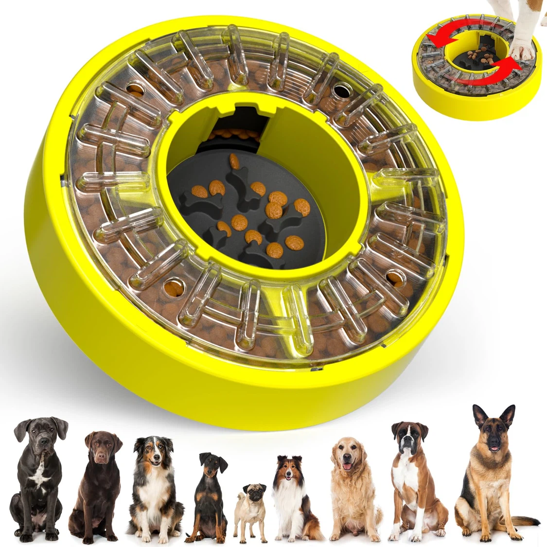 Interactive Dog Food Dispenser Toy - Yellow - photo 3