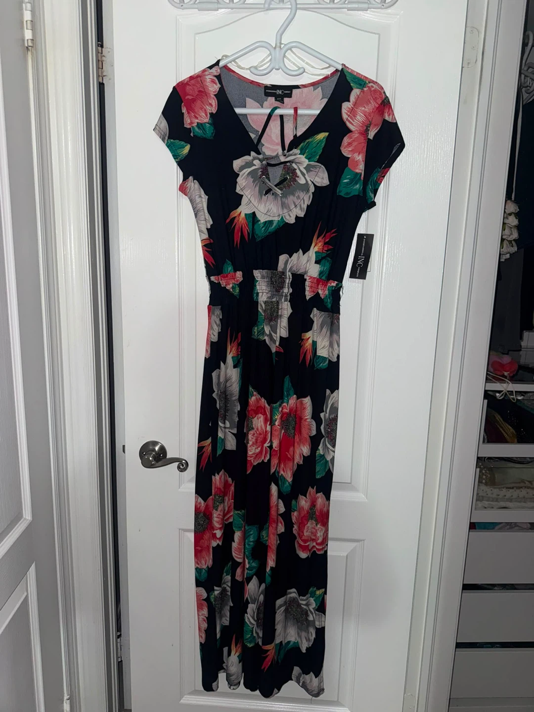INC International Concepts Maxi Dress Floral Black