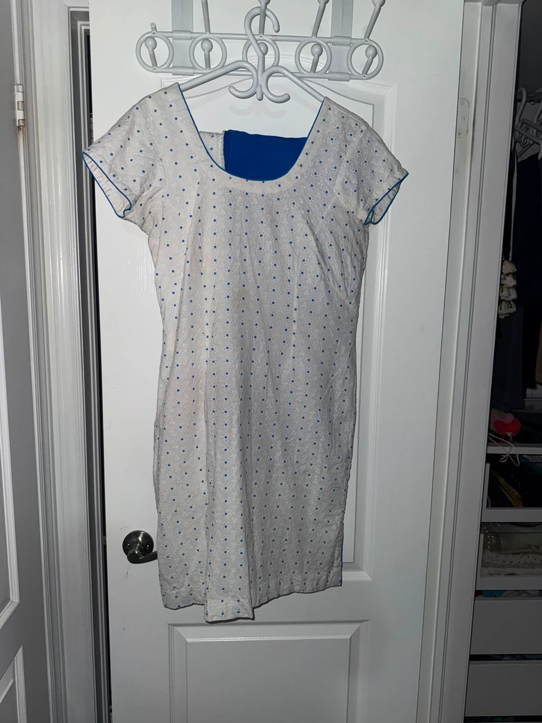 White and Blue Polka Dot Punjabi suit