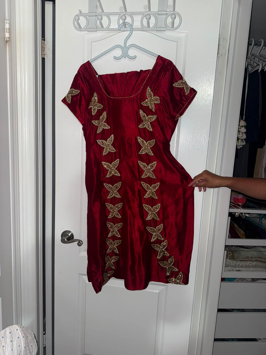Red Embellished Punjabi suit with Butterfly Design