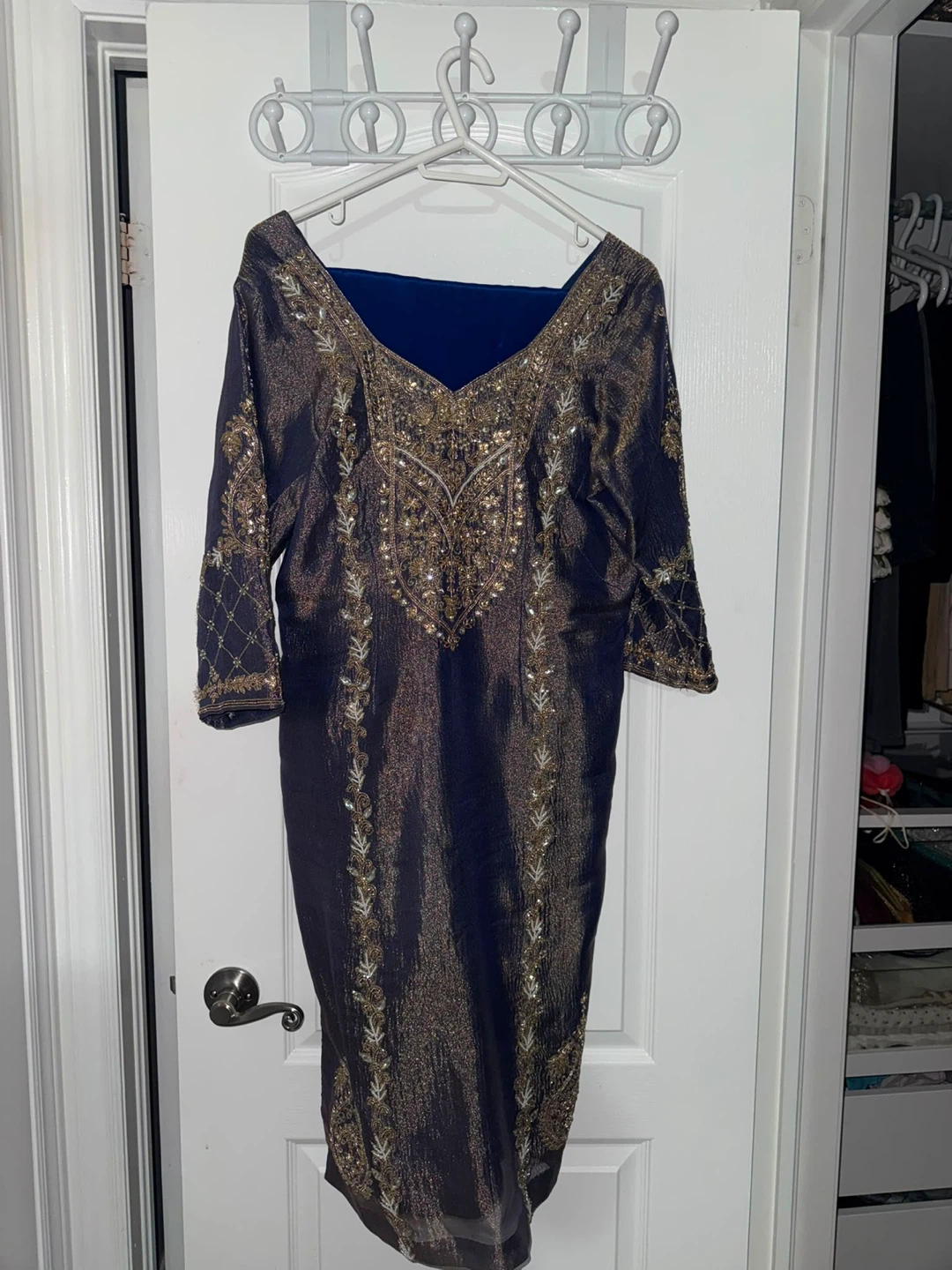 Embellished Navy Blue Punjabi suit
