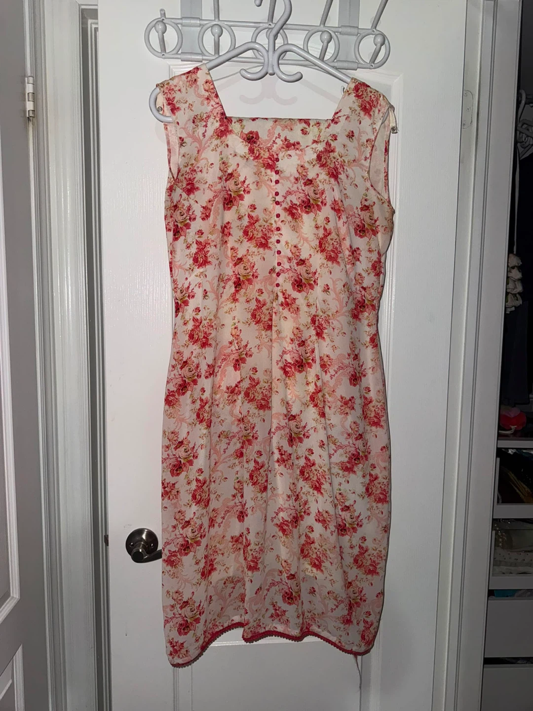 Floral print white and pink Punjabi suit